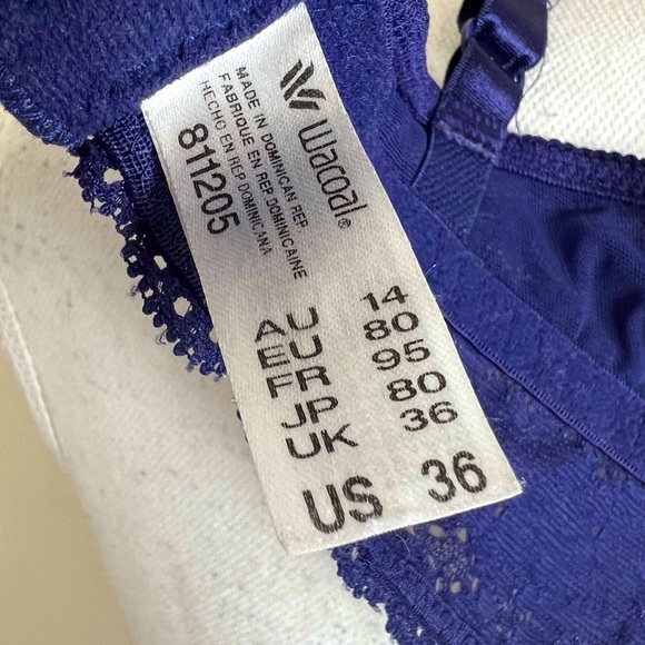 Wacoal Eggplant Purple Halo Lace Soft Cup Hook & Eye Bra Wireless Bralette - Picture 7 of 10